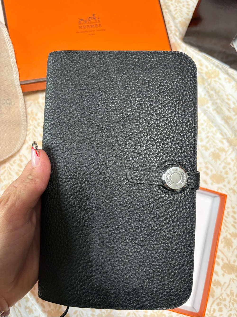 Designer inspired  genuine leather good quality Black Togo Leather Agenda Cover